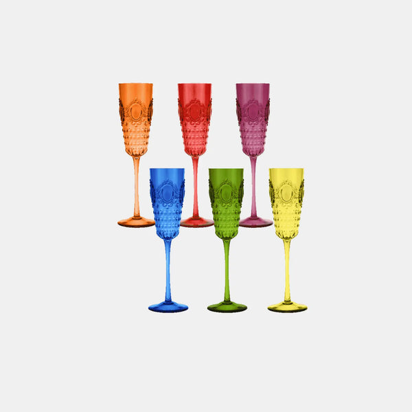 Anniversary Set 6 Acrylic Champagne Flute - Baroque & Rock - Amprio Milano