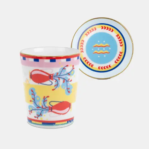 Cup With Lid/Saucer - Zodiac Vibe - Amprio Milano