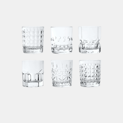 Crystal Touch Set 6 Assorted Tumbler Drink Glasses Amprio Milano