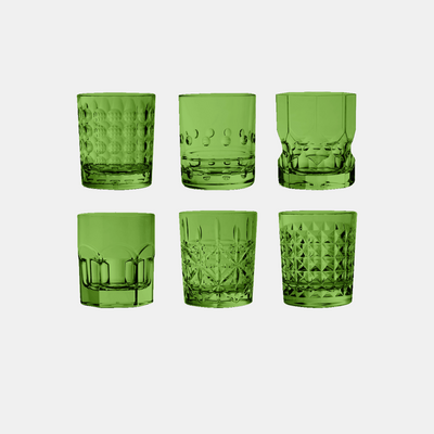 Crystal Touch Set 6 Assorted Tumbler Drink Glasses Amprio Milano