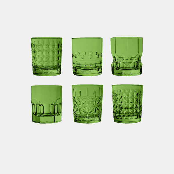 Crystal Touch Set 6 Assorted Tumbler Drink Glasses Amprio Milano