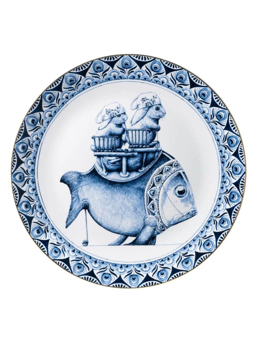 Wall Plate Redmer Hoekstra Fish - Heinen Delfts Blauw