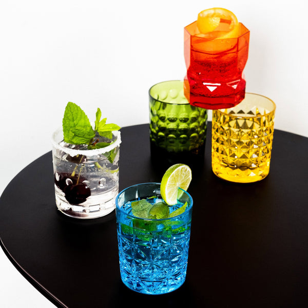 Crystal Touch Set 6 Assorted Tumbler Drink Glasses Amprio Milano