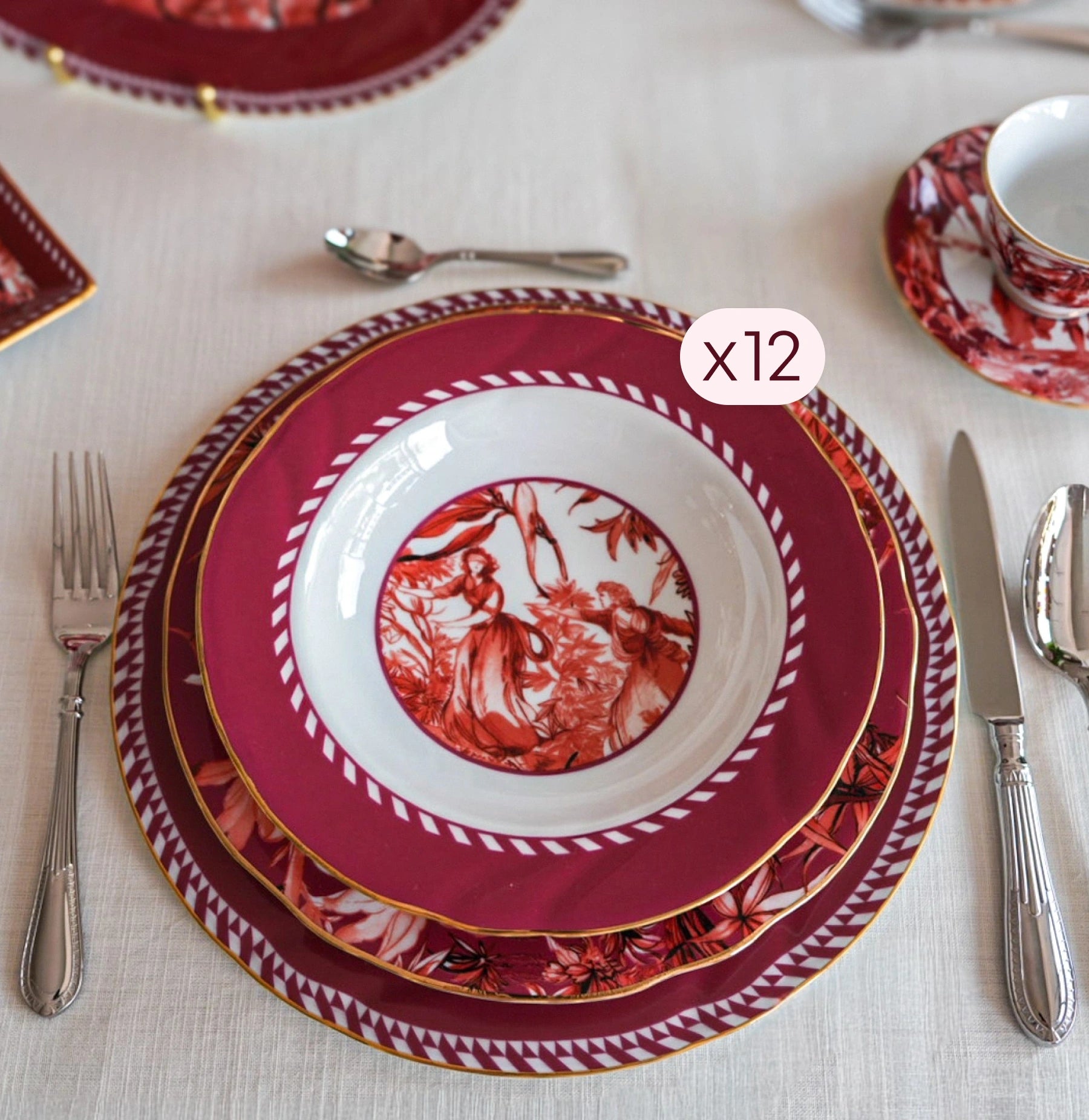 80 Pieces Dinner, Tea & Décor Set for 12 — Le Rouge