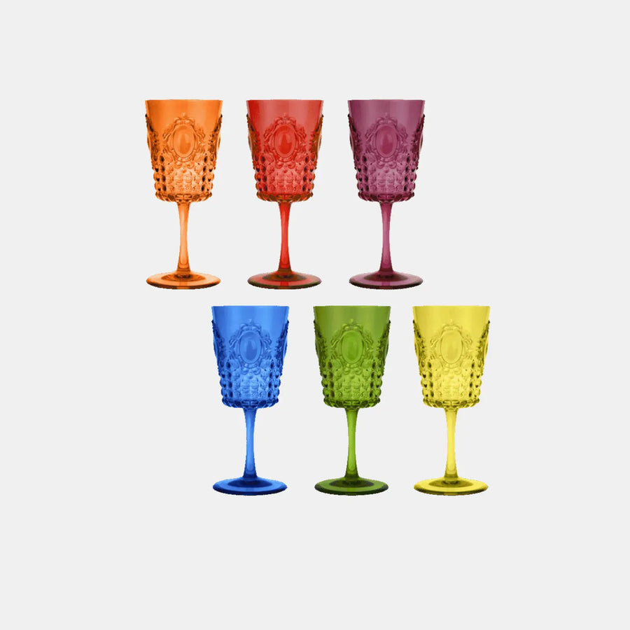 Anniversary Set 6 Acrylic Wine Glasses - Baroque & Rock - Amprio Milano