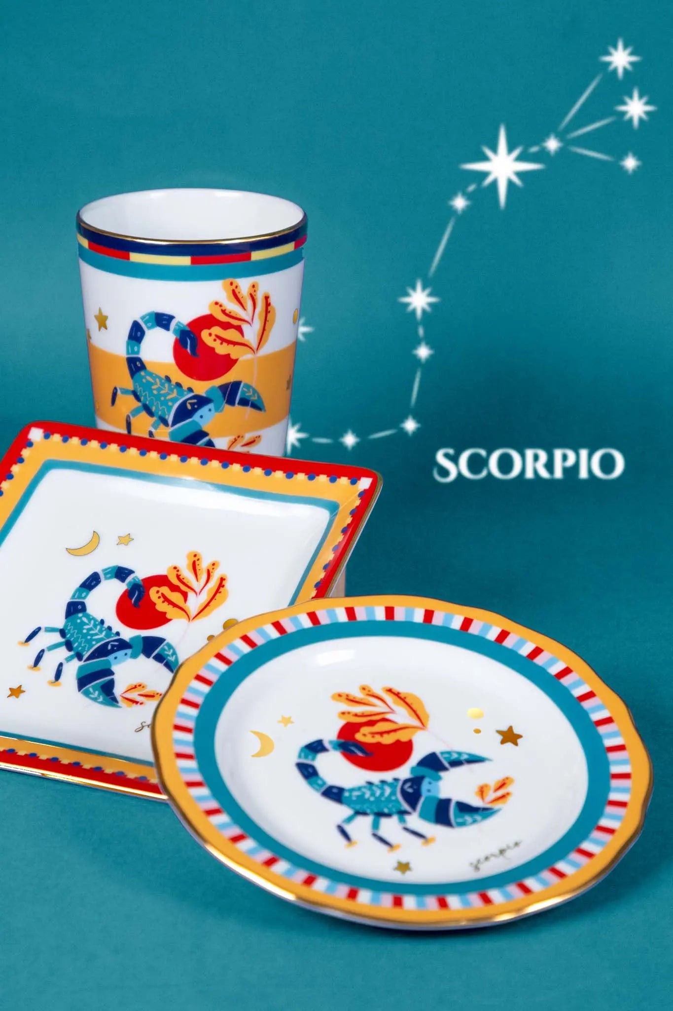 Cup With Lid/Saucer - Zodiac Vibe - Amprio Milano