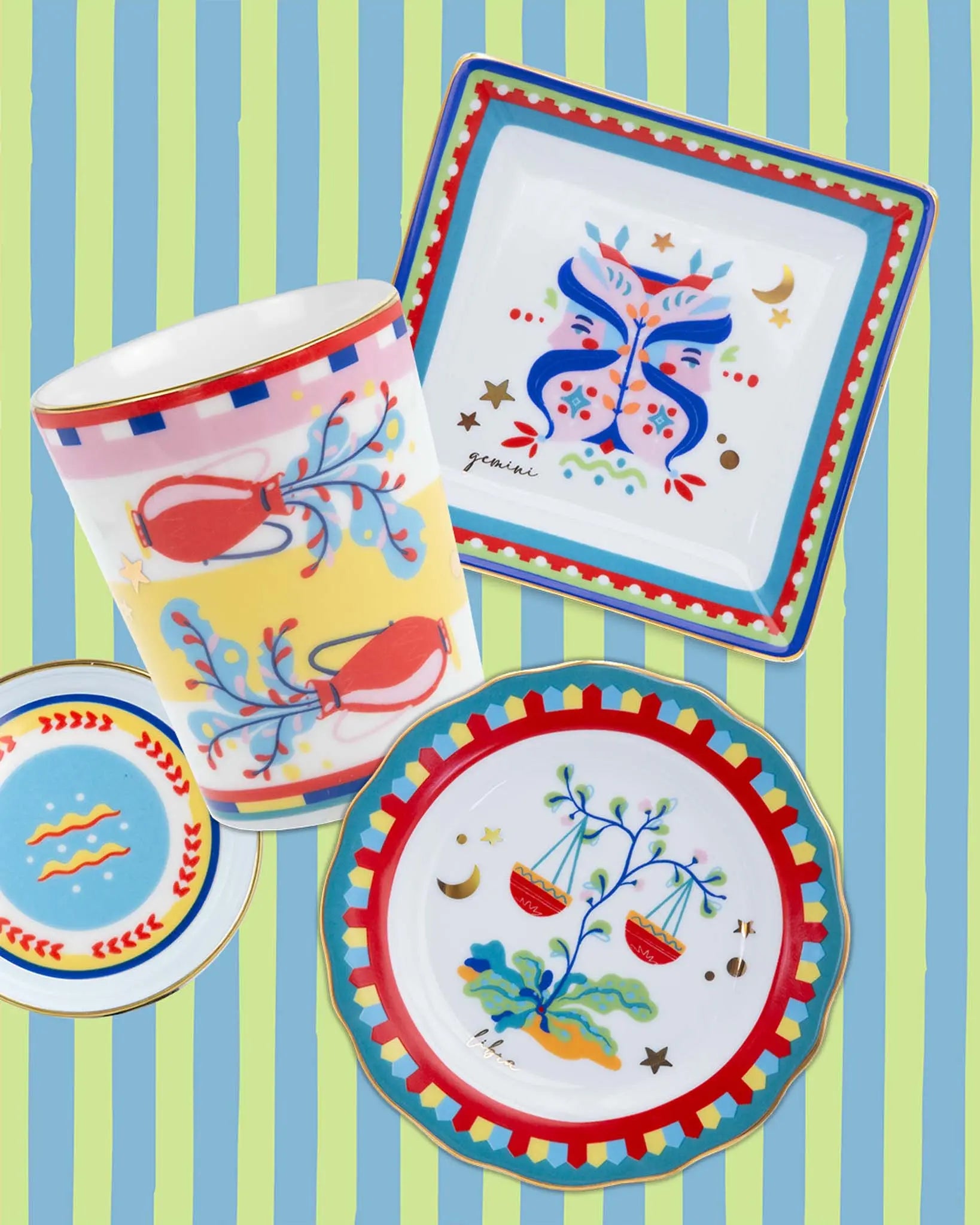 Cup With Lid/Saucer - Zodiac Vibe - Amprio Milano