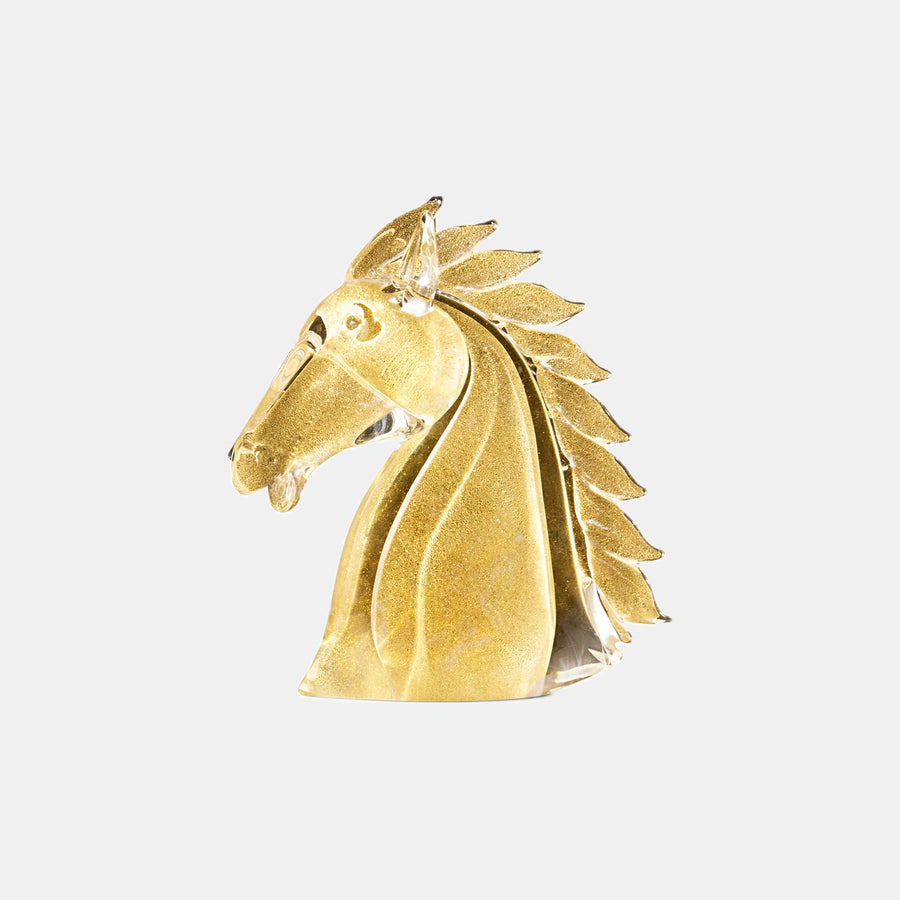 Horse’s Head Medium Clear & Gold – Earth Animals