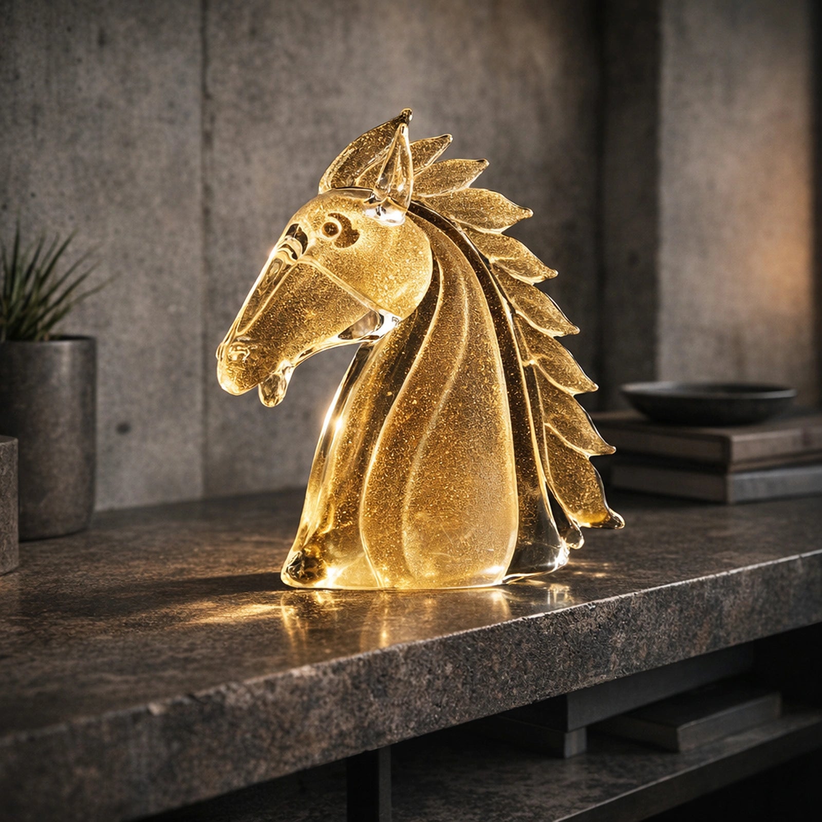 Horse’s Head Small Clear & Gold – Earth Animals