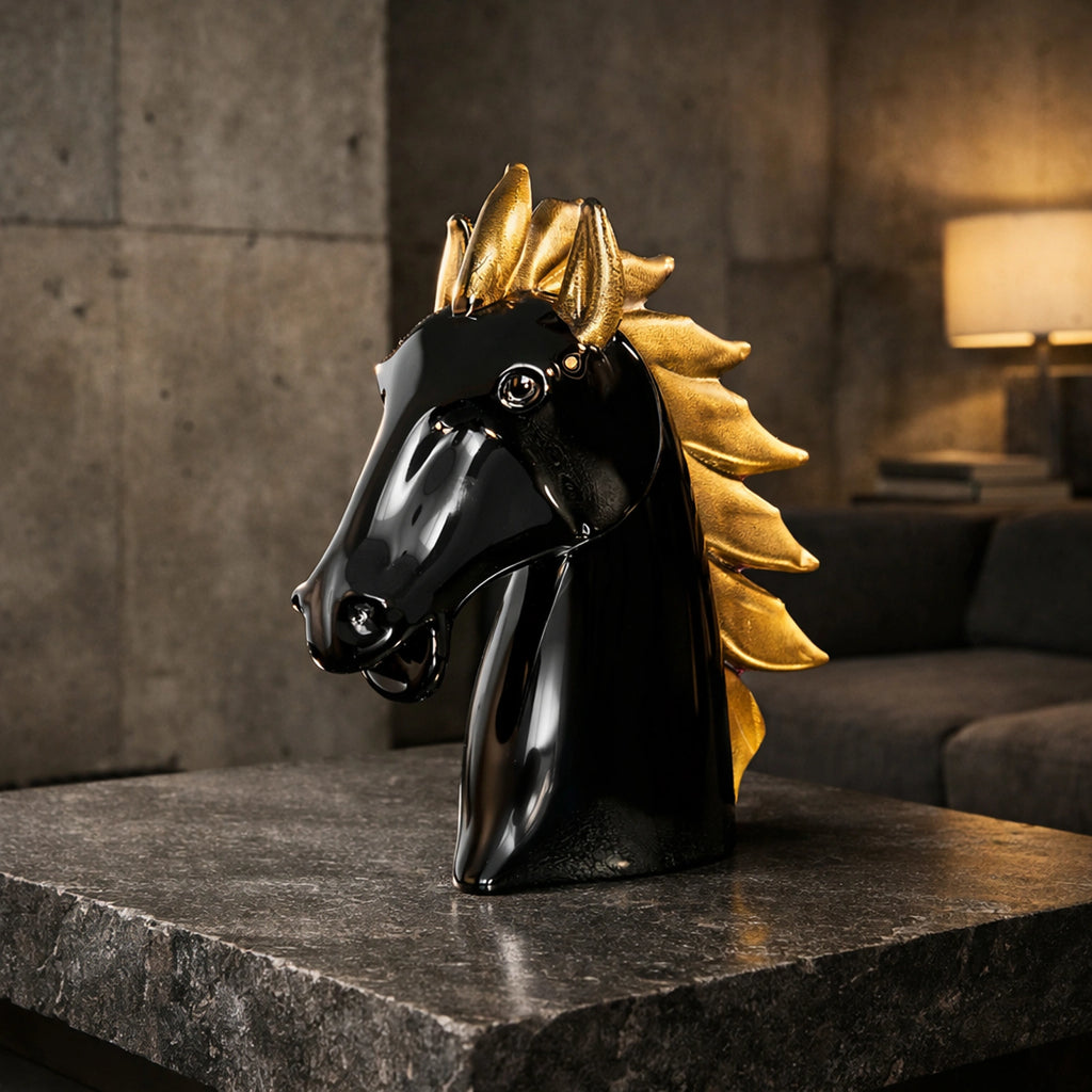 Horse’s Head Mini Black & Gold – Earth Animals