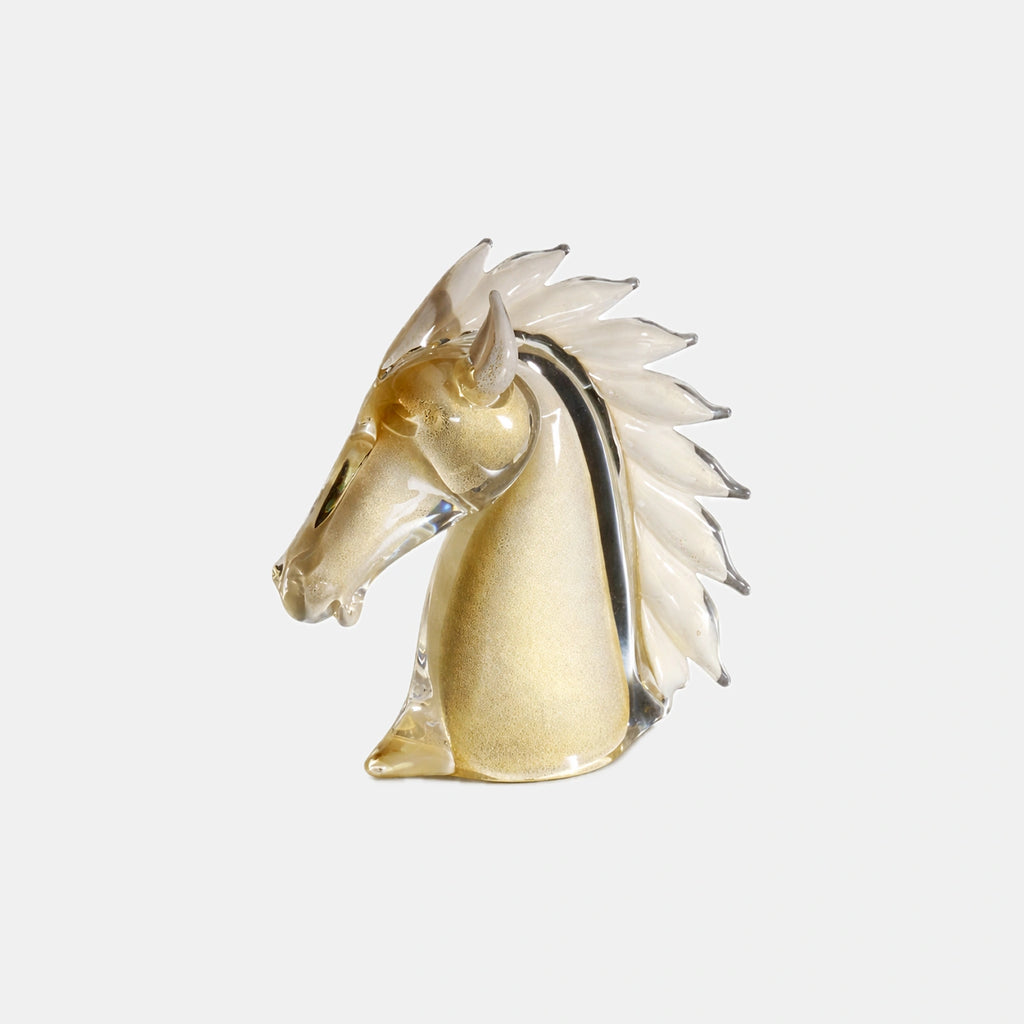 Horse’s Head Small White & Gold – Earth Animals