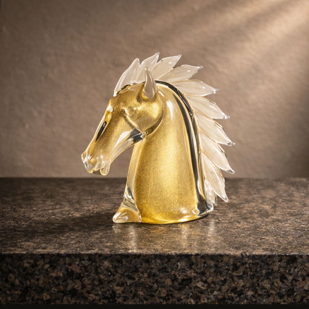Horse’s Head Small White & Gold – Earth Animals