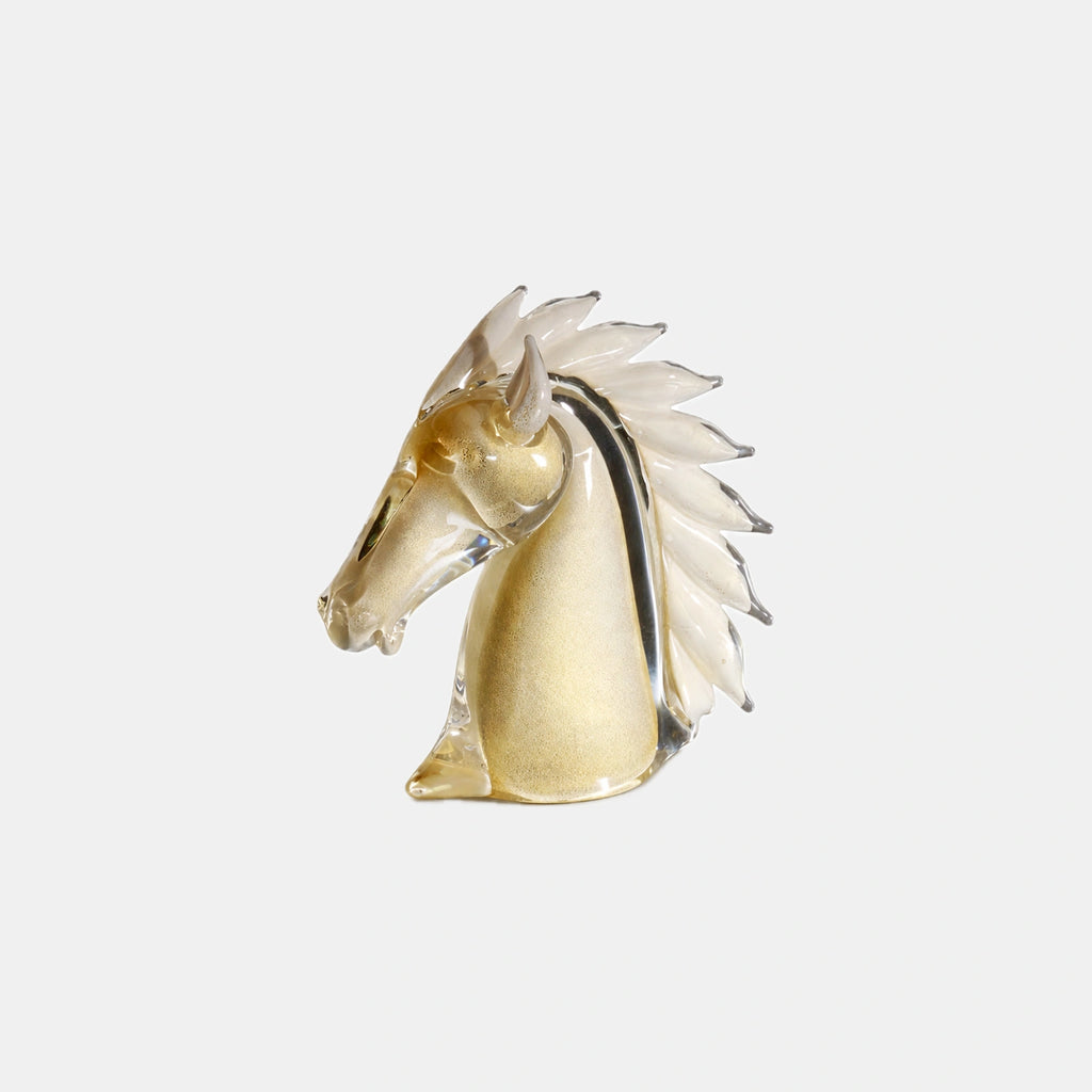 Horse’s Head Mini White & Gold – Earth Animals