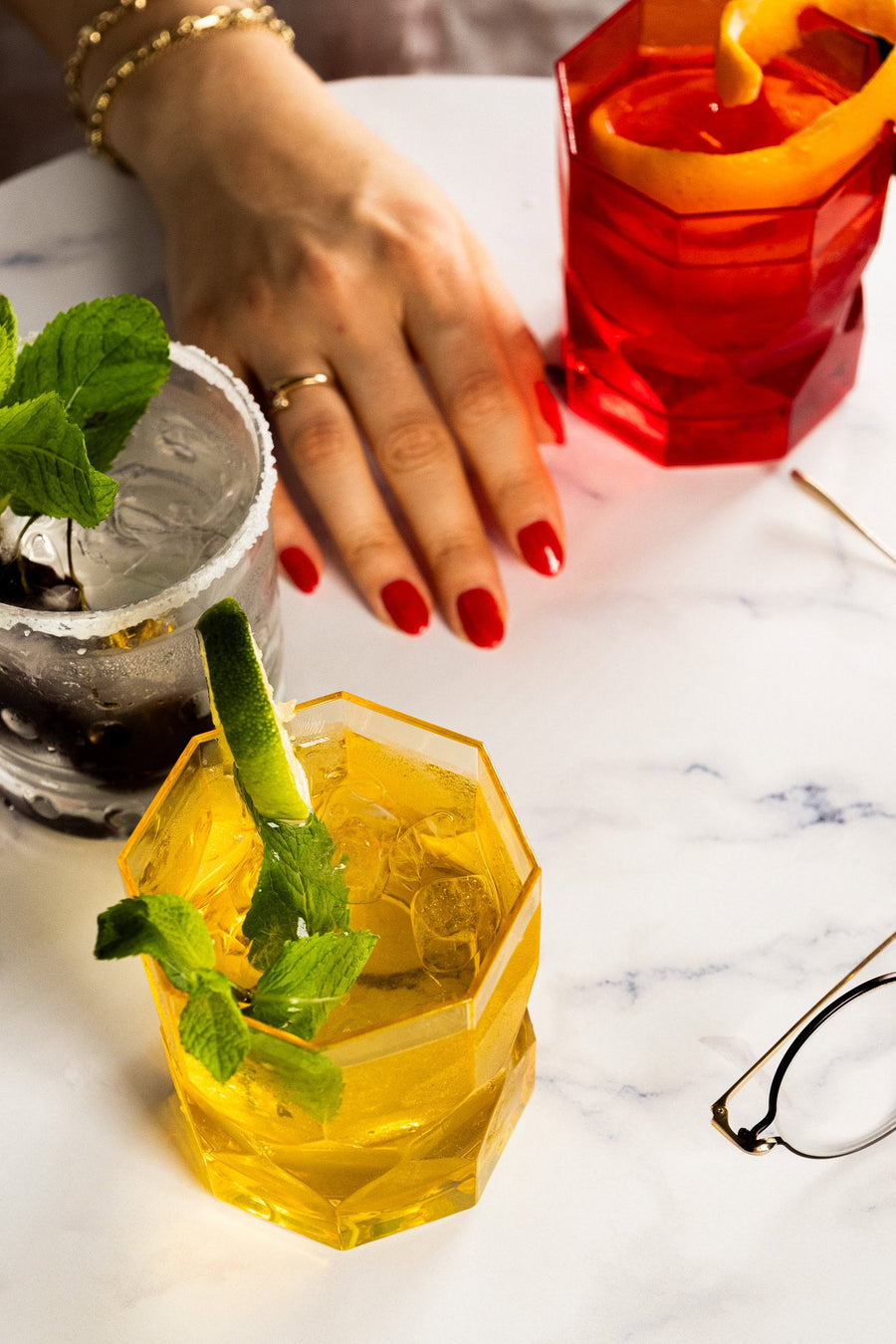 Crystal Touch Set 6 Assorted Tumbler Drink Glasses Amprio Milano