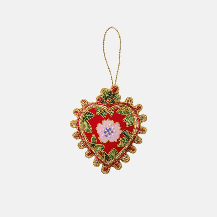 Fabric Hand Embroidery Ornaments Heart 1 – IL Natale del Re – Amprio Milano
