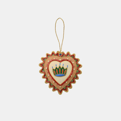 Fabric Hand Embroidery Ornaments Heart 2 – IL Natale del Re – Amprio Milano