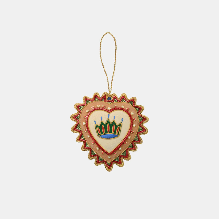 Fabric Hand Embroidery Ornaments Heart 2 – IL Natale del Re – Amprio Milano