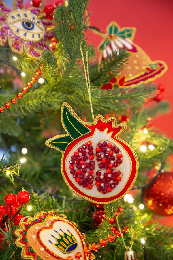 Fabric Hand Embroidery Ornaments Pomegranate – IL Natale del Re – Amprio Milano