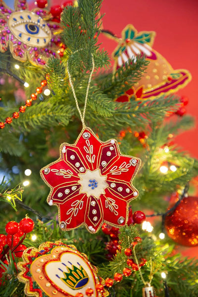 Fabric Hand Embroidery Ornaments Xmas Star – IL Natale del Re