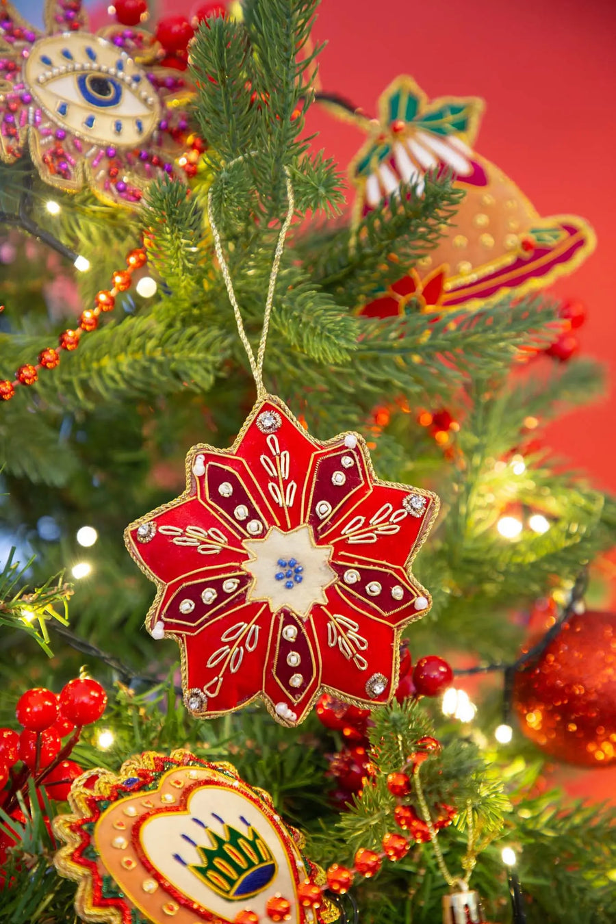 Fabric Hand Embroidery Ornaments Xmas Star – IL Natale del Re – Amprio Milano