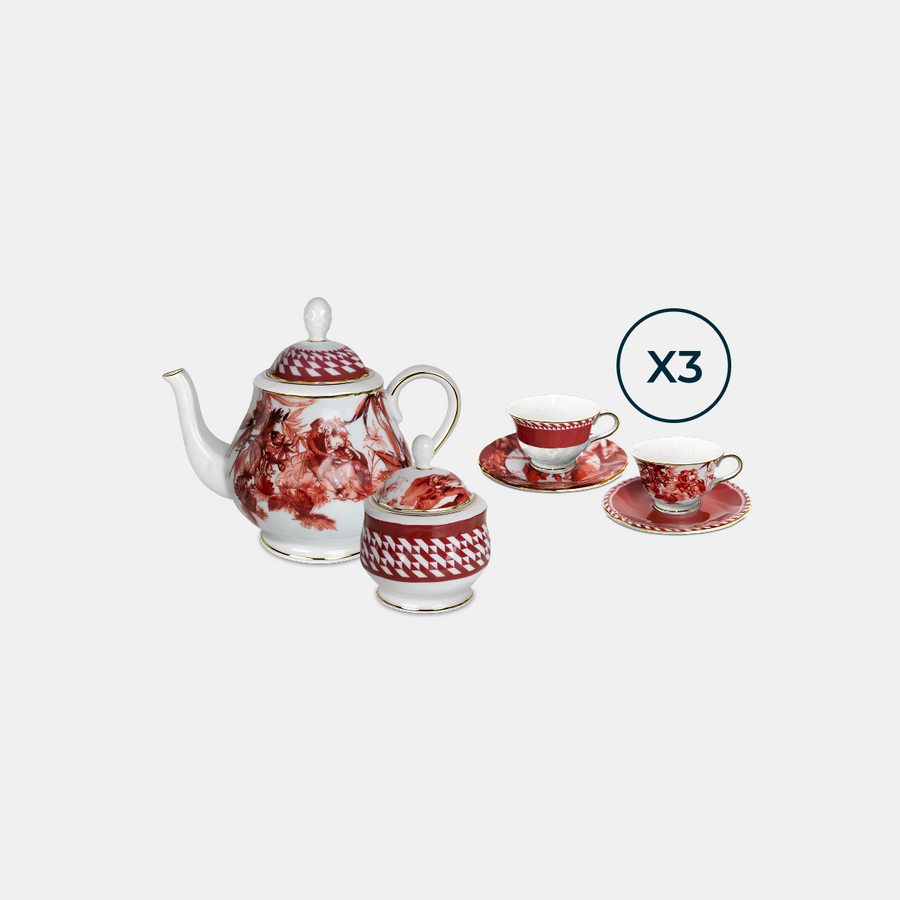 Porcelain Tea Set for 6  – Le Rouge + GIFT Amprio Milano