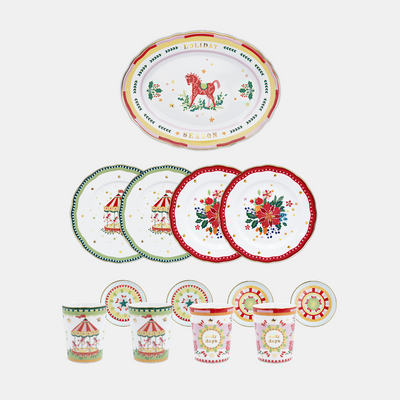 9-Piece Porcelain Dinner Set - Mamma Mia Xmas Amprio Milano