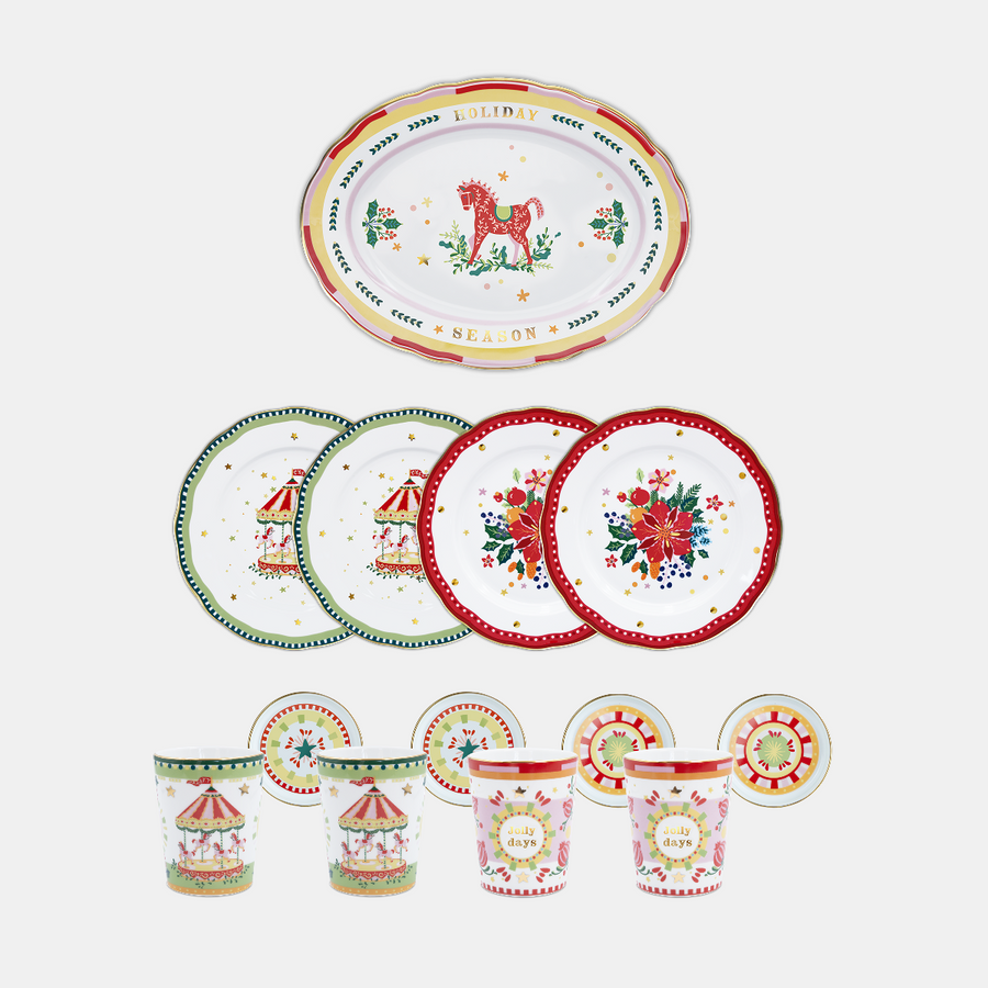 9-Piece Porcelain Dinner Set - Mamma Mia Xmas Amprio Milano