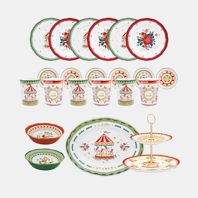 16-Piece Porcelain Dinner Set with Cups - Mamma Mia Xmas Amprio Milano