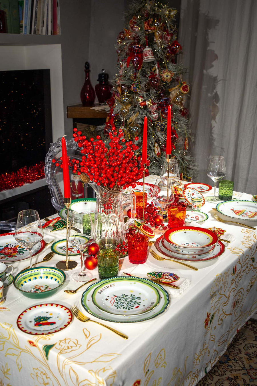 16-Piece Porcelain Dinner Set with Plates - Mamma Mia Xmas Amprio Milano