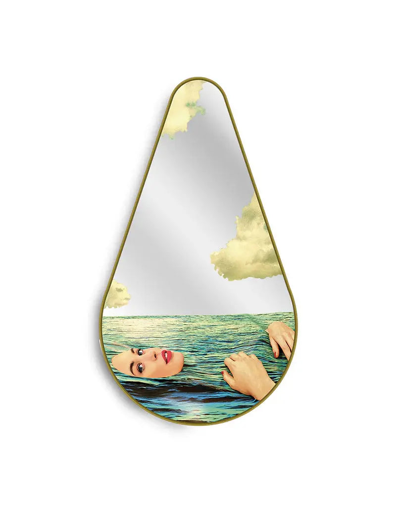 Mirror Gold Frame Pear Shape Sea Girl Seletti