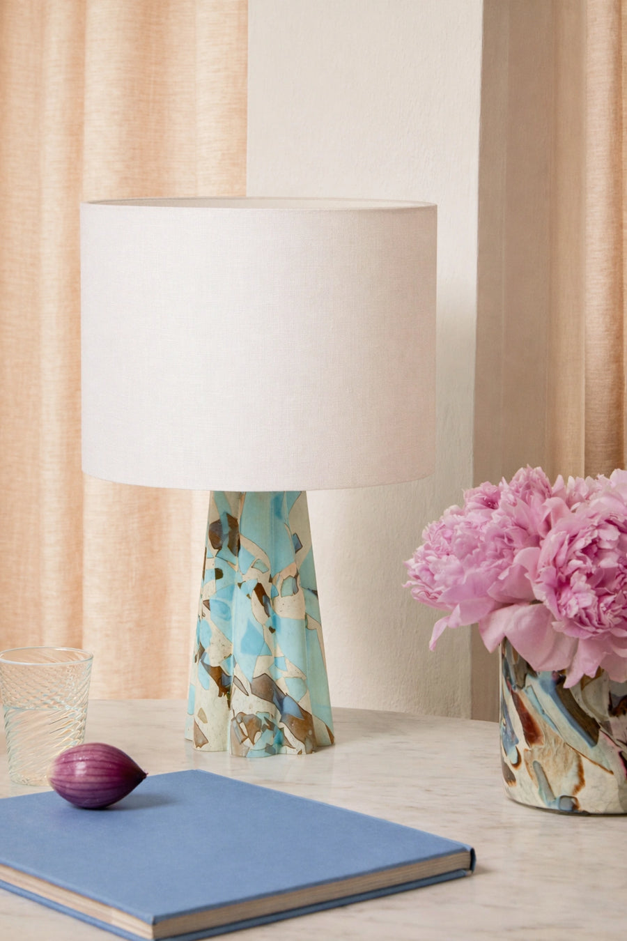 Aquamarine Bucket Lamp / Linen - Stories of Italy