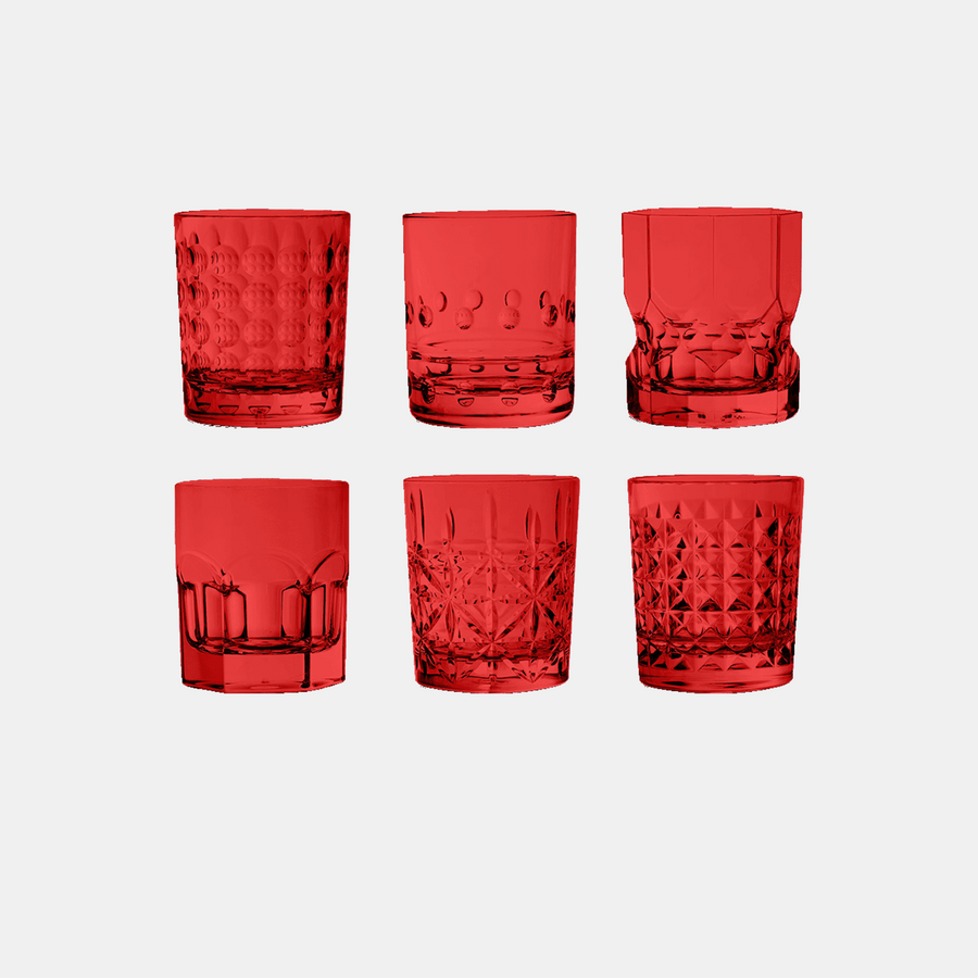 Crystal Touch Set 6 Assorted Tumbler Drink Glasses Amprio Milano