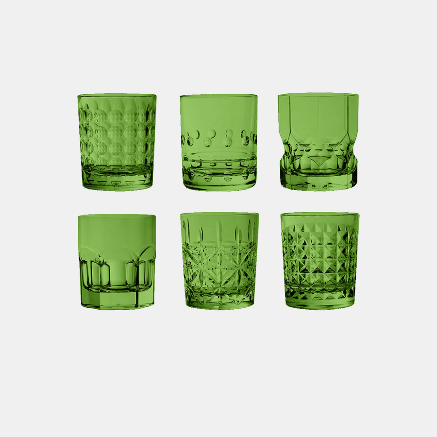 Crystal Touch Set 6 Assorted Tumbler Drink Glasses Amprio Milano