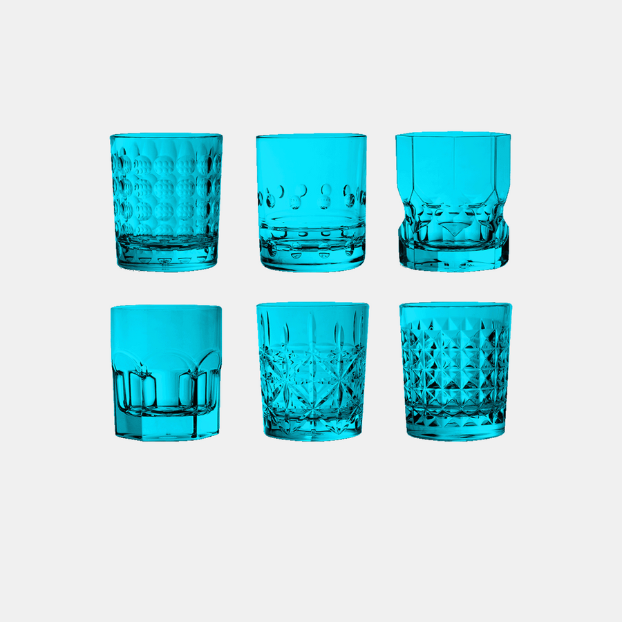 Crystal Touch Set 6 Assorted Tumbler Drink Glasses Amprio Milano