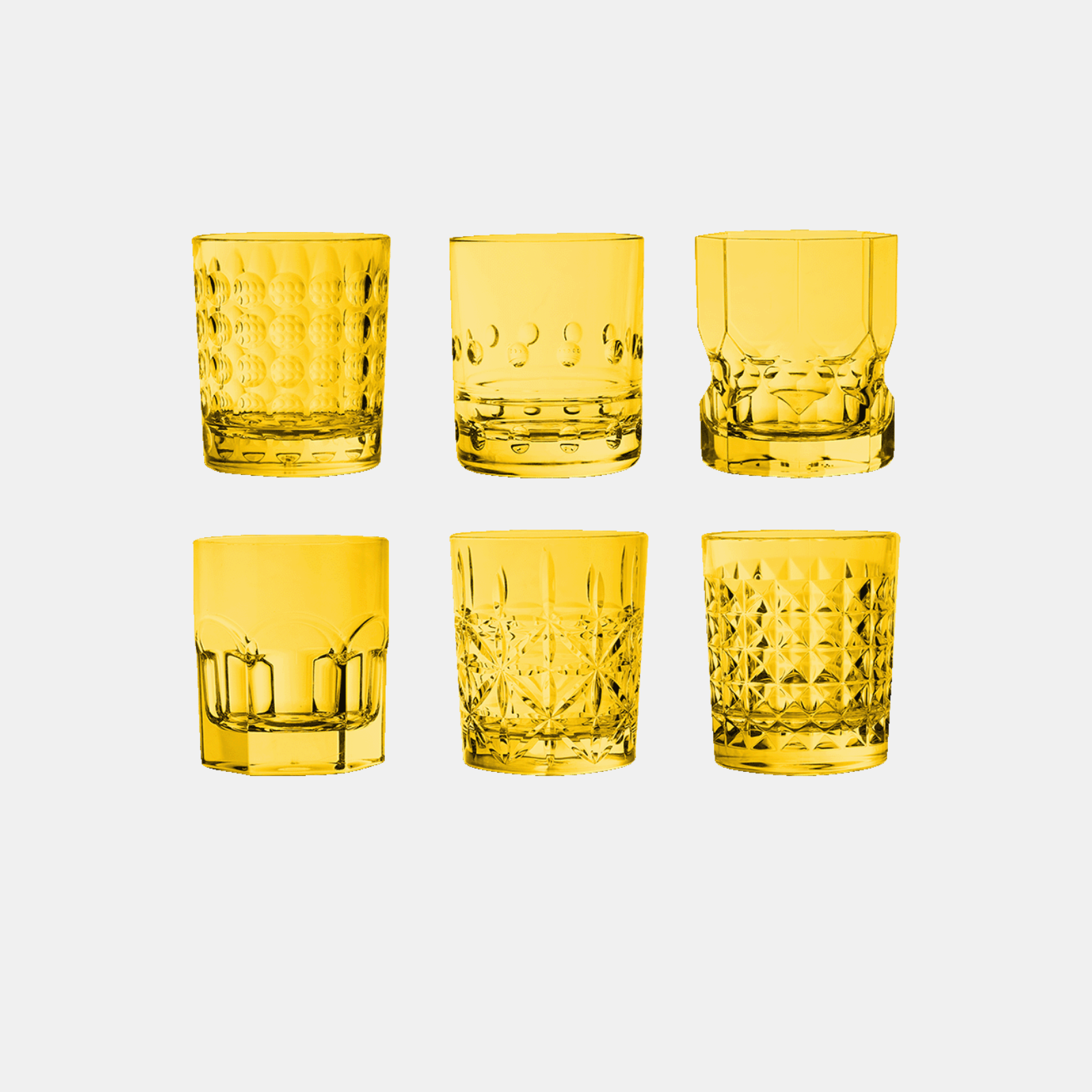 Crystal Touch Set 6 Assorted Tumbler Drink Glasses Amprio Milano