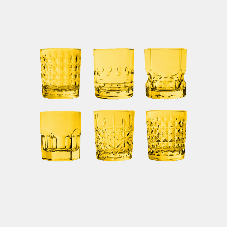 Crystal Touch Set 6 Assorted Tumbler Drink Glasses Amprio Milano