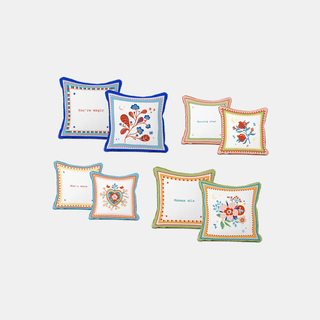 Set of 4 Embroidered Decorative Cushions - Mamma Mia Amprio Milano