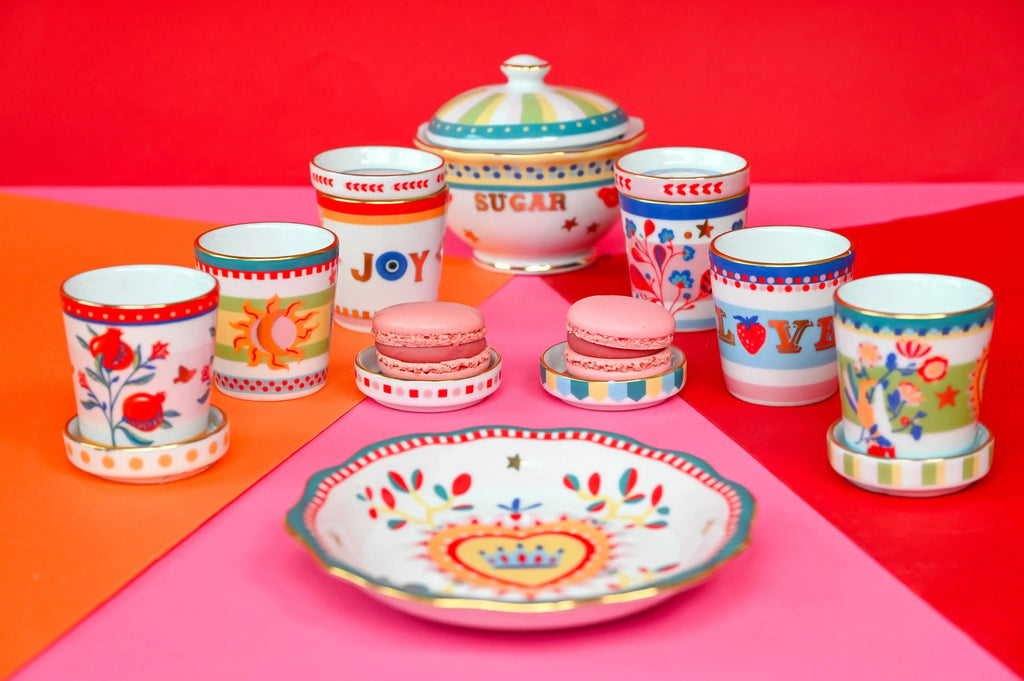 Set of 6 Porcelain Espresso Cups with Lids - Mamma Mia Amprio Milano