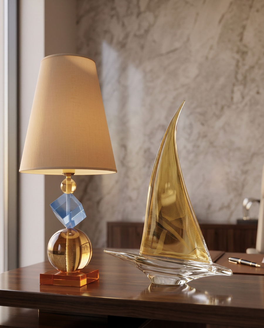 Charlottina Lamp Custom - Celeste & Amber