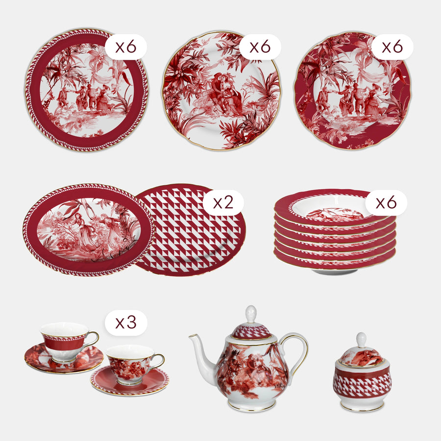 50 Pieces Dinner, Tea & Décor Set for 6 — Le Rouge
