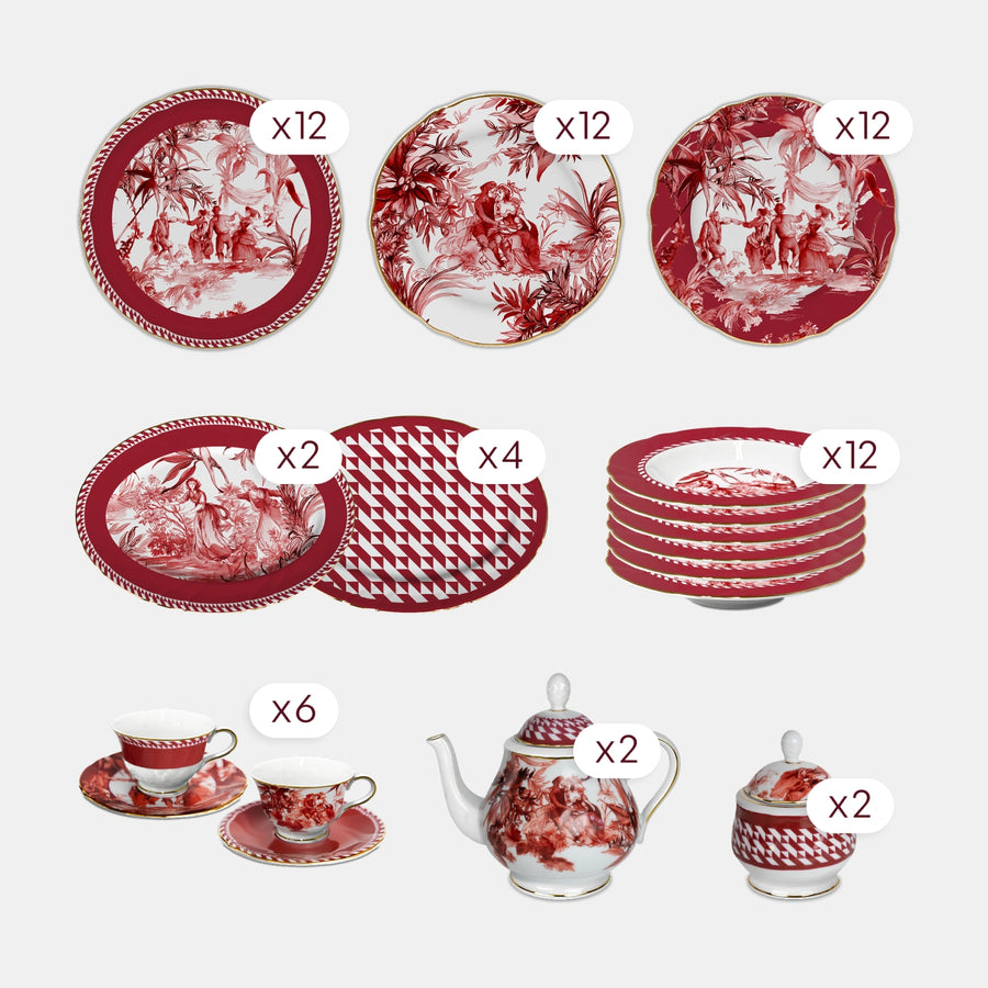 80 Pieces Dinner, Tea & Décor Set for 12 — Le Rouge